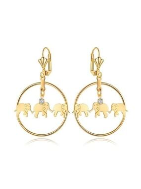 18K Gold Plated Triple Elephant Hoop Earrings
